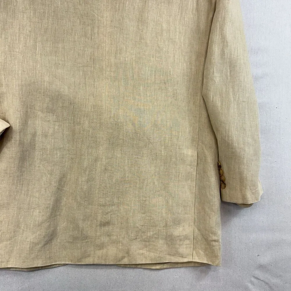 John W Nordstrom Linen Sport Coat Blazer Beige Tan 3 Button Italy Fabric Mens 42
